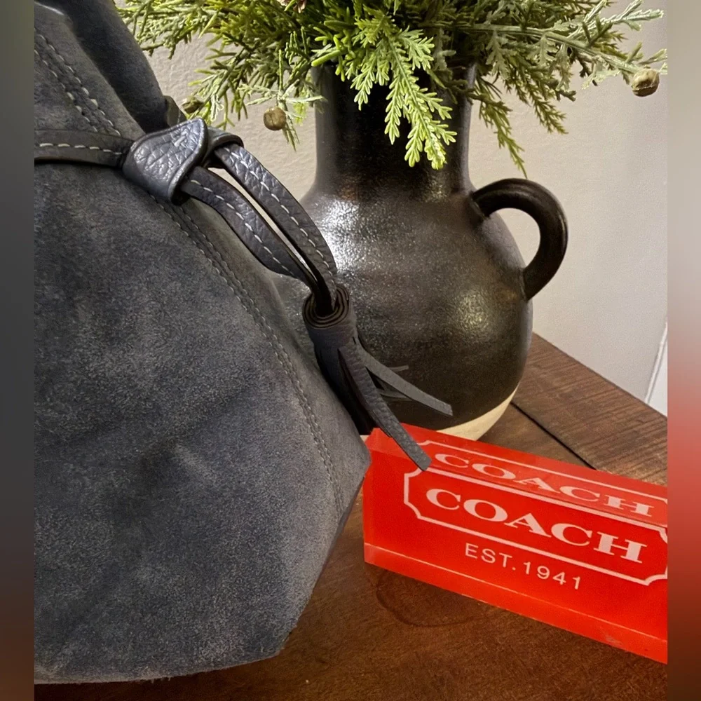 Coach Andy Blue Suede Crossbody Bag - Picture 6 of 11